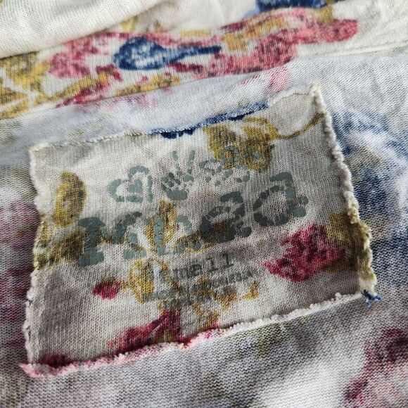 Mudd Boho Top Jersey Knit Floral Elbow Sleeves Pullover V-Neck - Picture 9 of 10